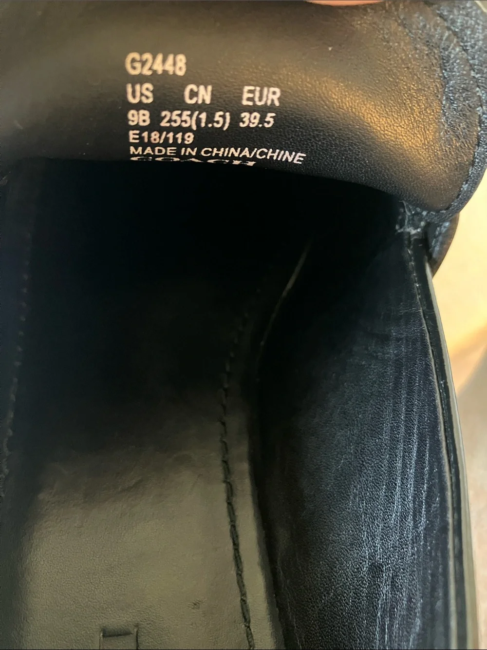 Coach: Black Grand (G2448) Leather Silver Tone Buckle Lug Loafer Slip-On Shoe- 9